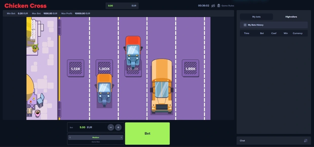 Cómo jugar al juego Chicken Cross en MyStake